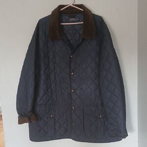 Polo by Ralph Lauren Men's Navy and Brown Quilted Barn Jacket